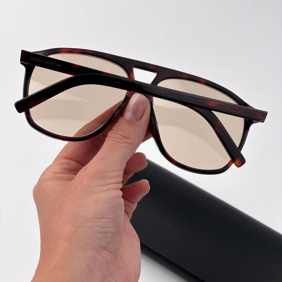 Saint Laurent DUNE Sunglasses – Havana Brown Aviator Frame | Model SL596 003 - Picture 11 of 15